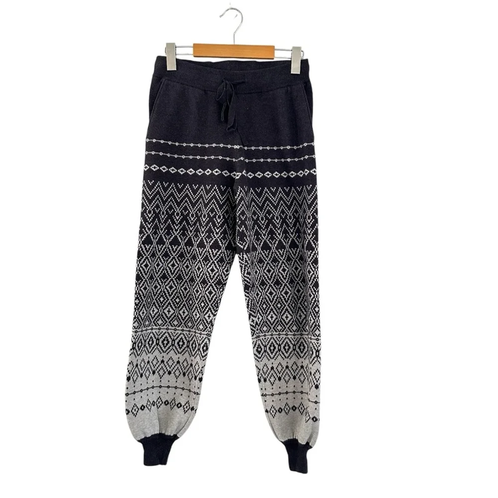 Joie Geometric Print Knit Joggers Sweatpants Grey Size Small Loungewear - Picture 2 of 13